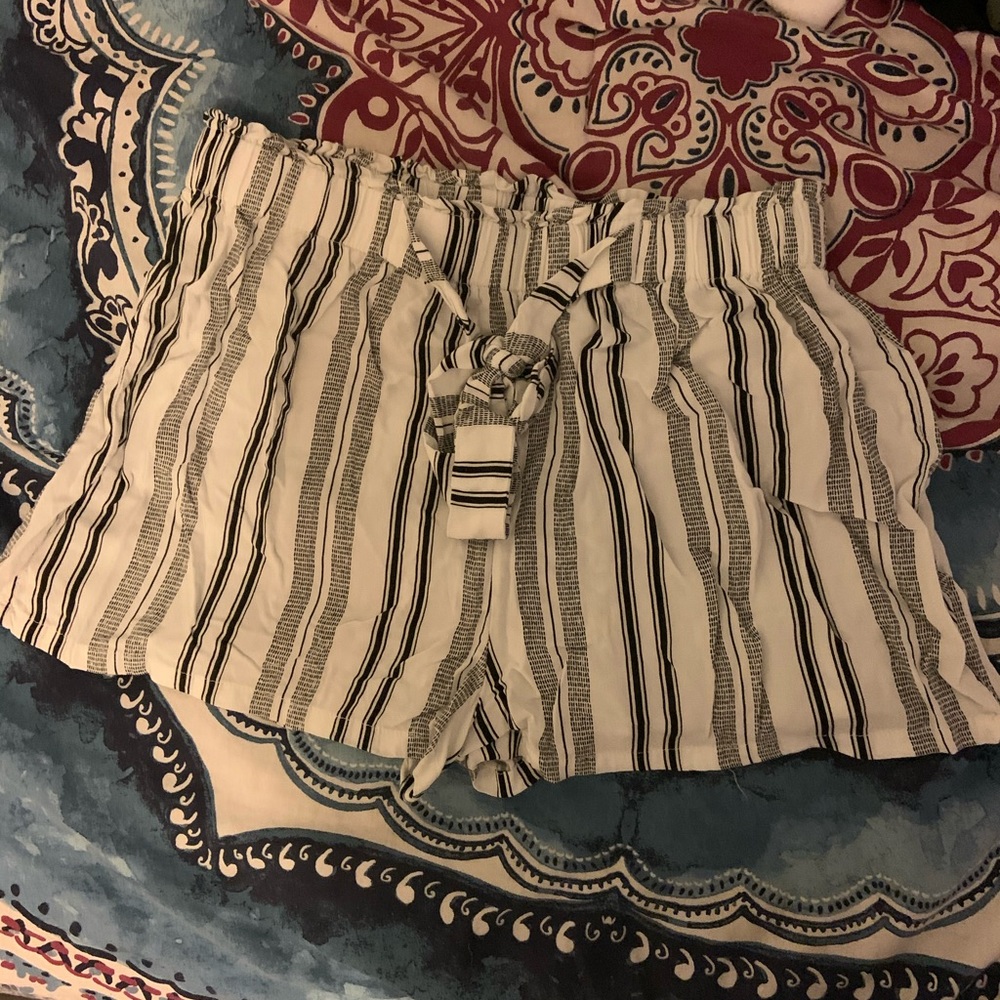 White and Navy shorts